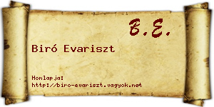 Biró Evariszt névjegykártya